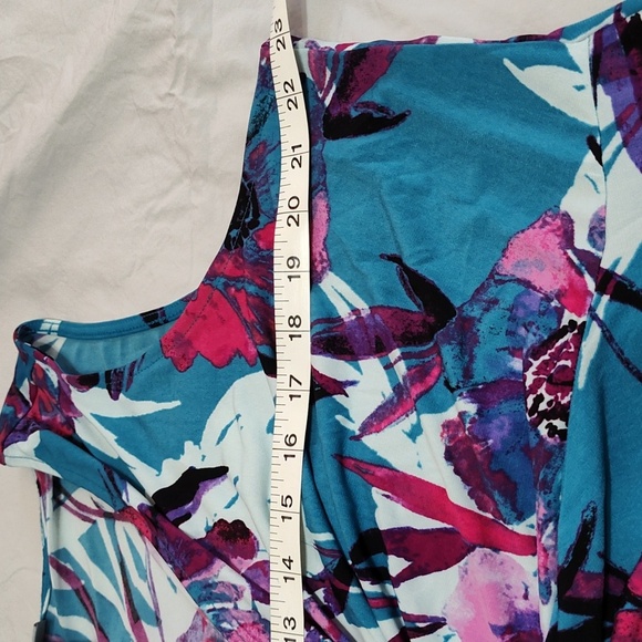 Catherines Maxi Dress Size 1X P Blue & Pink Floral Twist Tie Tropical Print - Picture 12 of 14